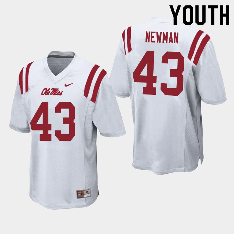 Daniel Newman Ole Miss Rebels NCAA Youth White #43 Stitched Limited College Football Jersey MZS1258RT